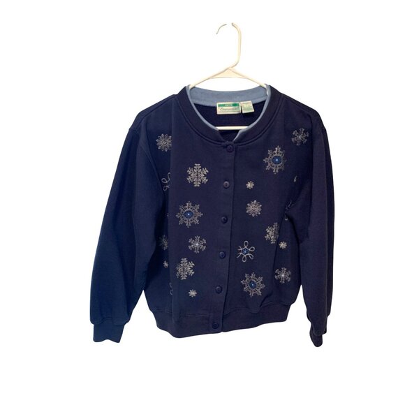 Shenanigans Tops - Vintage Y2k Shenanigans Womens Size Large Sweatshirt Navy Blue Blue White Snowfl